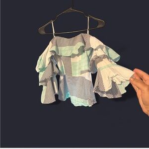 Amanda Uprichard Blue and White Striped Top